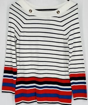 Brooks Brothers Supima Cotton Nautical Sweater XS NWT Anchor Button Stripe